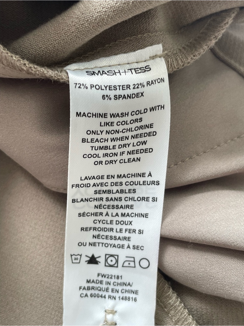 Smash + Tess Trouser Pants S Mushroom Taupe Wide Leg Career Classic Corporate - Picture 8 of 12